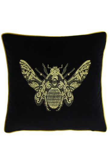 Riva Paoletti Black Cerana Velvet Polyester Filled Cushion