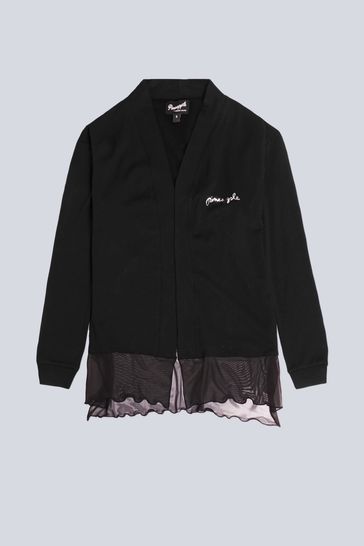 Mesh black cardigan top