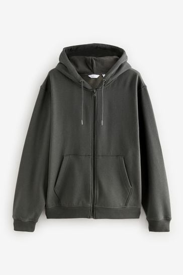 Grey zip hotsell through hoodie