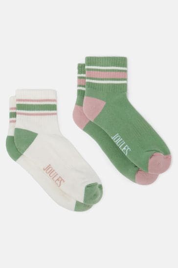 Joules Volley Green & White Tennis Socks (2 Pack)