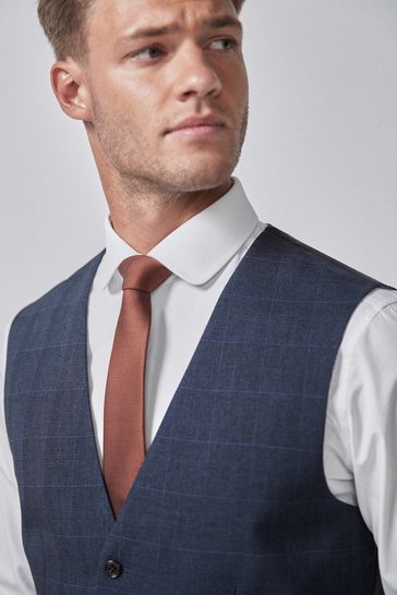 Mens blue clearance check waistcoat