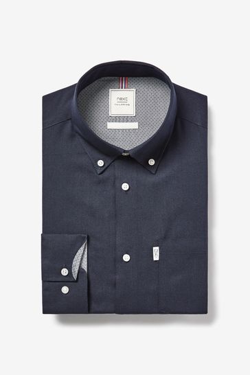 Navy Blue Regular Fit Easy Iron Button Down Oxford Shirt