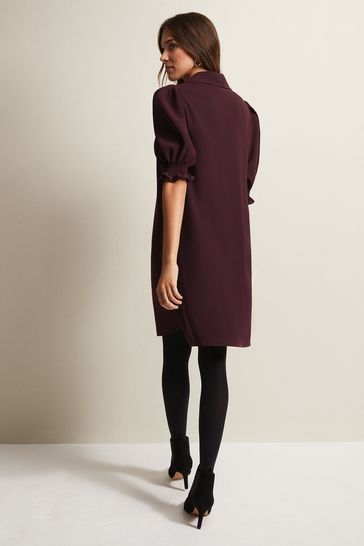 Phase Eight Red Candice Burgundy Zip Mini Dress