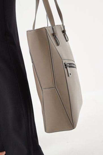 Buy Mink Brown Geometric Shopper Bag from Next Luxembourg