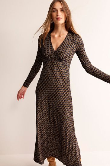 Buy Boden Brown Long Sleeve Jersey Tea Dress from Next Ireland