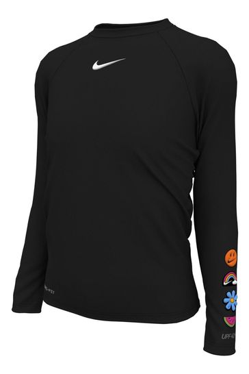 Buy Nike Swim Graphic Sleeve Hydroguard Rash Black Vest from Next Turkey