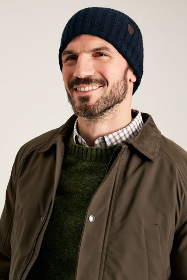 Joules Bamburgh Navy Knitted Ribbed Beanie