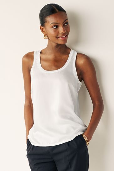Buy Ecru White Woven Mix Vest from Next USA