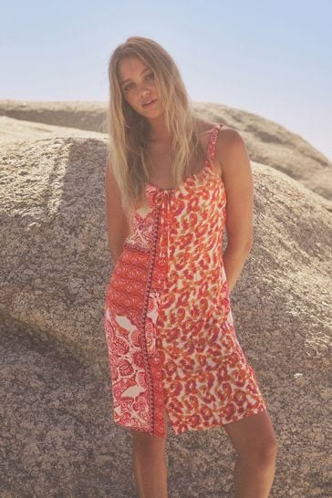 Buy Orange Pink Mini Tie Front Summer Dress from Next Canada