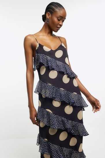 Black and white hotsell polka dot ruffle dress