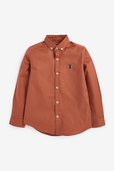Rust Brown Long Sleeve Oxford Shirt (3-16yrs)