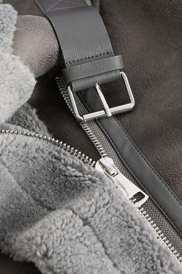 Ladies grey clearance aviator jacket