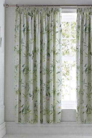 Buy Florence Floral Lined Pencil Pleat Curtains by D&D ... 46 x 90 green waffle effect curtains 3 tape / pencil pleat top fully lined.