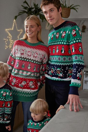 Buy Green Regular Wrapping Knitted Mens Christmas Cotton Jumper from Next Netherlands