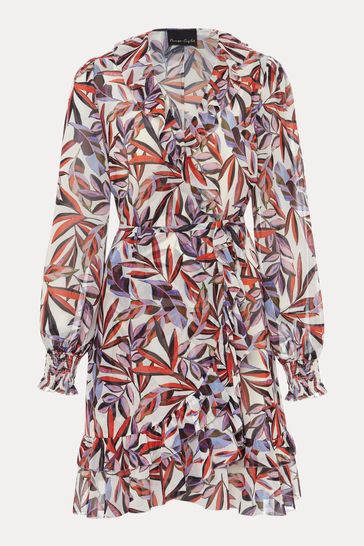 Phase Eight Cream Melinda Leaf Print Mini Dress