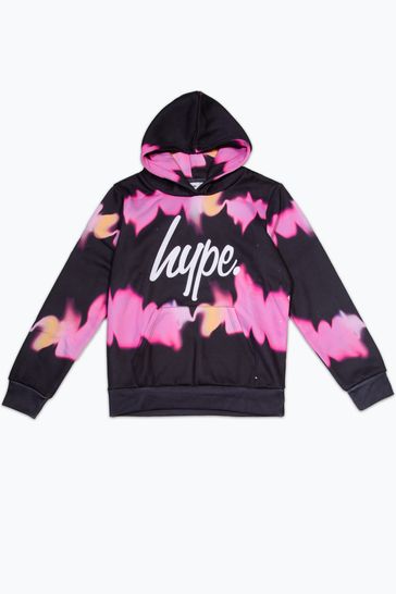 Hype. Girls Stripe Tie-dye Black Hoodie