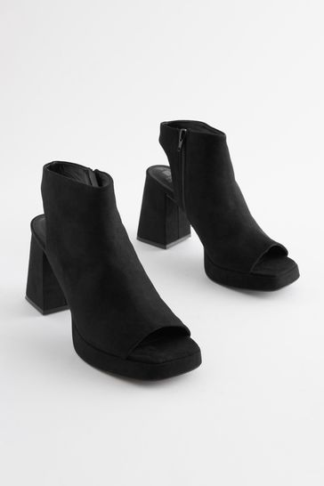 Black comfort suedette platform shoe boots online