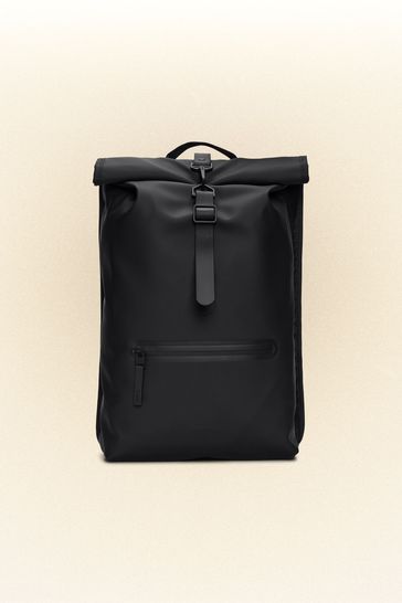 Rains rolltop rucksack discount black