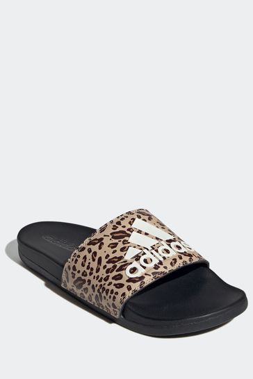 Adidas leopard print slides hot sale