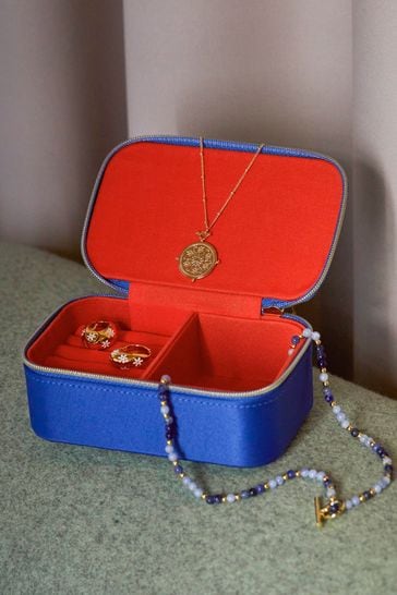 Estella Bartlett Blue Mini Jewellery Box - Contrast Satin Bright Blue