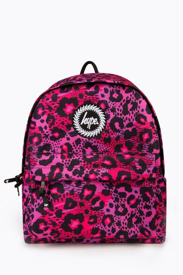 Mochila en tono rosa con diseño de leopardo de Hype.