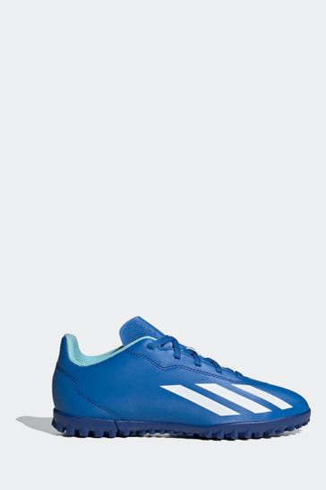 adidas Blue/White Sport Performance Kids X Crazyfast.4 Turf Football Boots