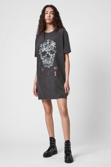 Black skull dress hotsell