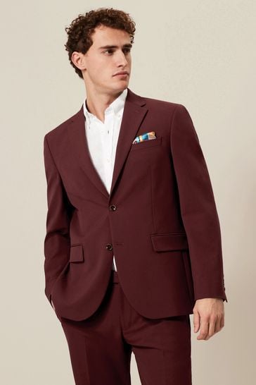 Brick Red Regular Fit Motionflex Stretch Suit: Jacket