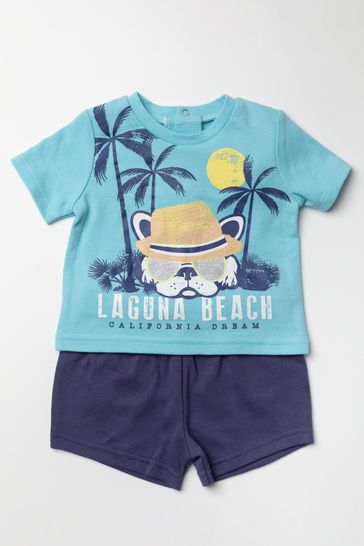 Lily & Jack Blue Cotton Blend T-Shirt and Shorts Set