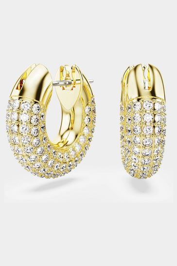 Swarovski Gold Dextera Pierced Hoop Crystal Earrings