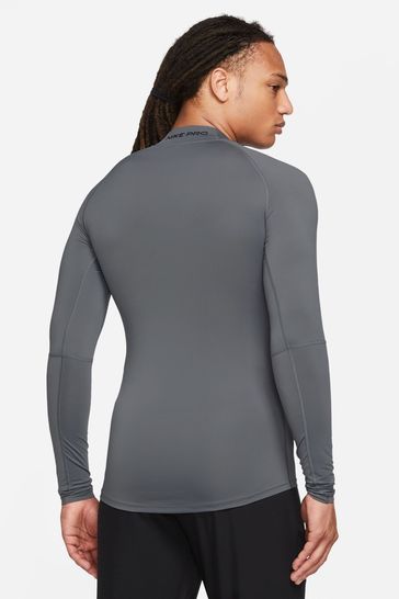 Buy Nike Smoke Grey Pro Dri FIT Long Sleeve Tight Fitting Mock