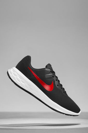 Nike Black/Red Revolution 6 Running Trainers