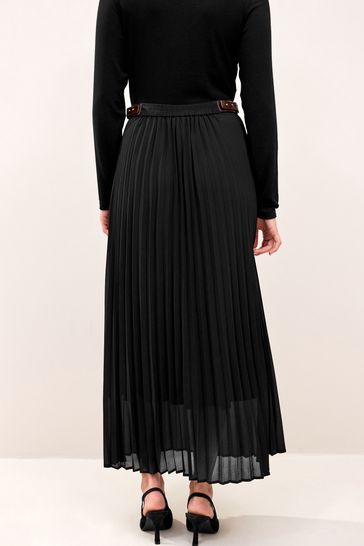 Buy Black Midi Pleated Skirt from Next Luxembourg