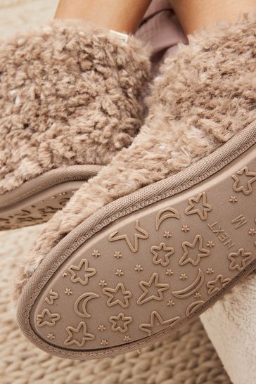 Neutral Recycled Faux Fur Cosy Boot Slippers