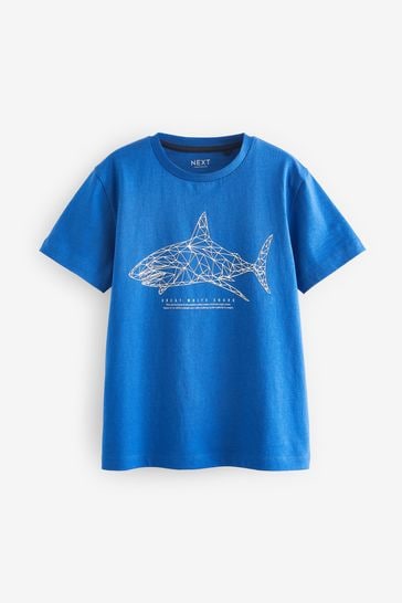 Cobalt Blue Shark Short Sleeve Graphic T-Shirt (3-16yrs)