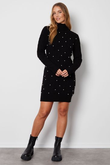 Black polo neck jumper dress 2025