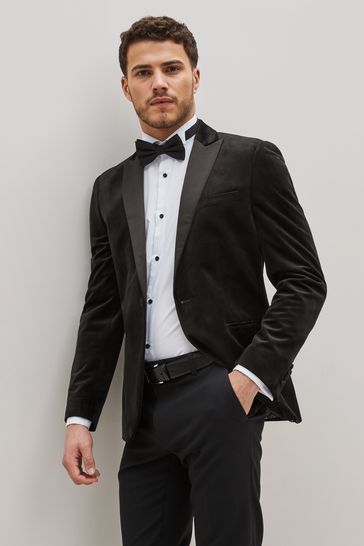 Black Slim Fit Velvet Blazer