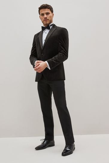 Buy Black Slim Fit Velvet Blazer from Next Ukraine