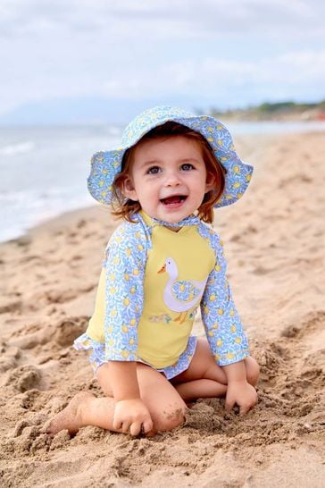 JoJo Maman Bébé Blue Lemon UPF 50 2-Piece Rash Vest Set