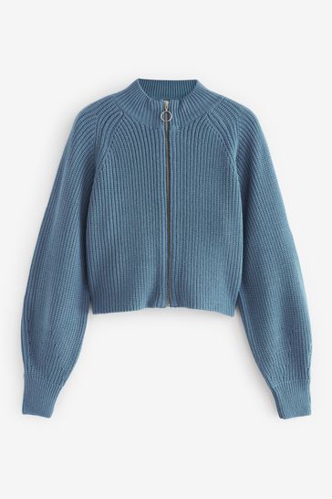 Buy Blue Zip Cropped Cardigan from Next Australia