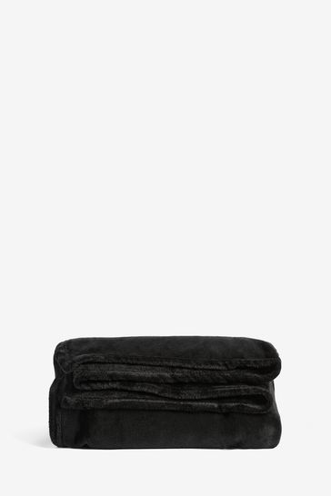 Buy Black Plush Fleece Throw from Next Canada
