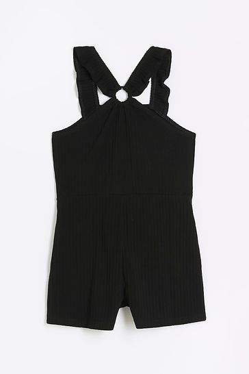 River island black and white playsuit top