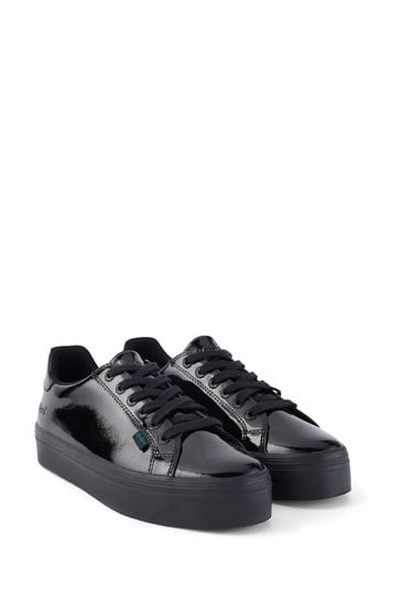 Kickers Womens Black Tovni Stack Patent Leather Shoes