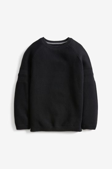 Black Without Stag Textured Crew Jumper (3-16yrs)