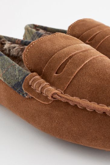 Tan top moccasin slippers