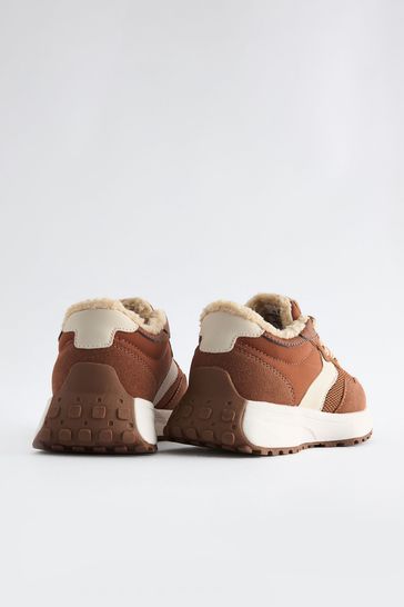 Buy Tan Brown Borg Lined Lace Up Chunky Trainers from Next Kuwait