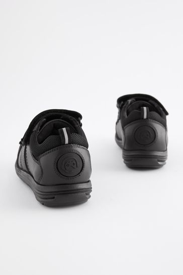 Buy Black Extra Wide Fit H School Leather Strap Touch Fastening