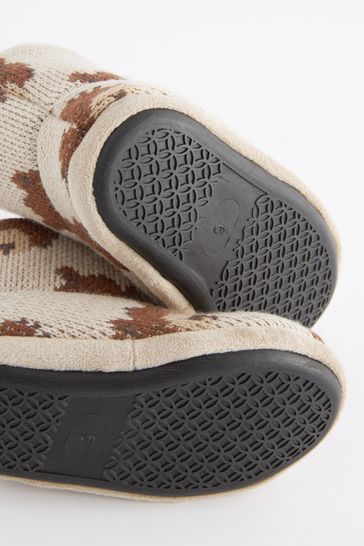 Buy Brown Knitted Bear Warm Lined Slipper Boots from Next Ireland