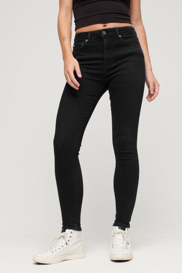 Superdry Dark Black Cotton Vintage Low Rise Slim Flare Jeans