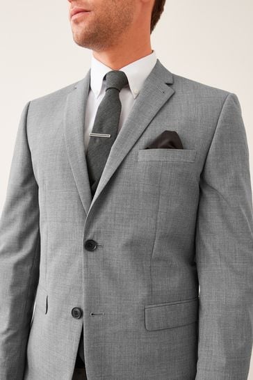Buy Light Grey Tailored Wool Mix Textured Suit Jacket from Next